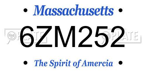 6ZM252 Massachusetts License Plate