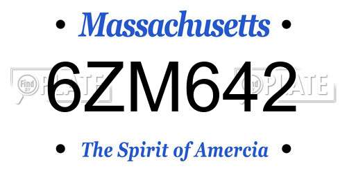 6ZM642 Massachusetts License Plate