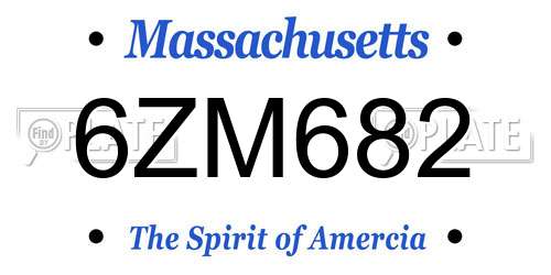 6ZM682 Massachusetts License Plate