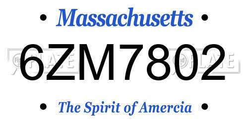 6ZM7802 Massachusetts License Plate