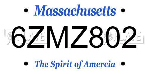 6ZMZ802 Massachusetts License Plate