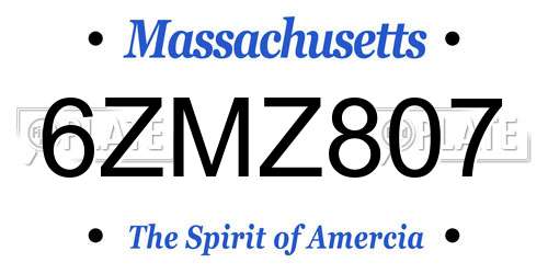 6ZMZ807 Massachusetts License Plate