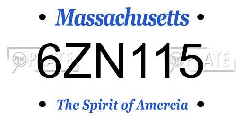 6ZN115 Massachusetts License Plate