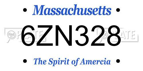 6ZN328 Massachusetts License Plate