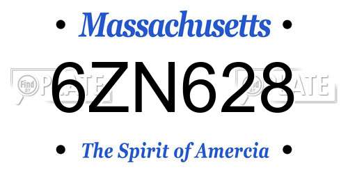6ZN628 Massachusetts License Plate