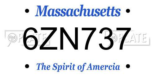 6ZN737 Massachusetts License Plate