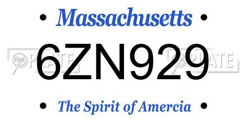 6ZN929 Massachusetts License Plate