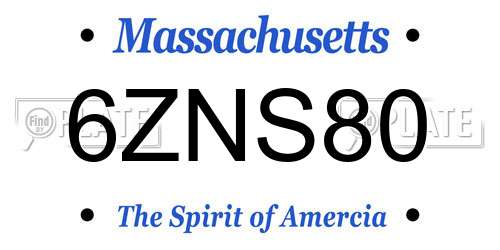 6ZNS80 Massachusetts License Plate