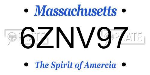 6ZNV97 Massachusetts License Plate