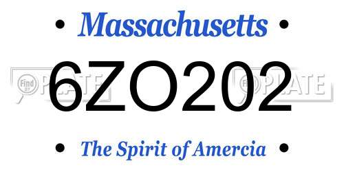 6ZO202 Massachusetts License Plate