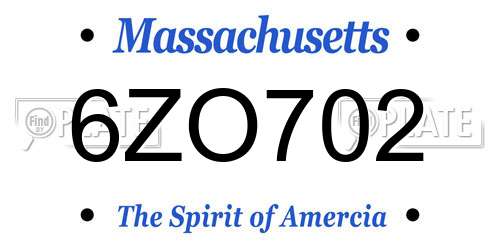 6ZO702 Massachusetts License Plate