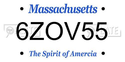 6ZOV55 Massachusetts License Plate