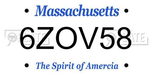 6ZOV58 Massachusetts License Plate