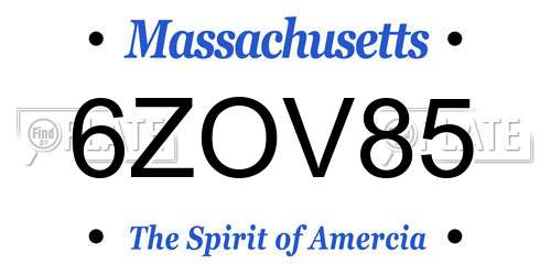 6ZOV85 Massachusetts License Plate