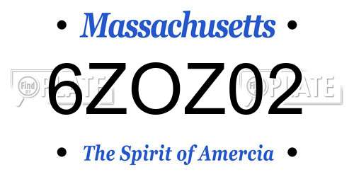 6ZOZ02 Massachusetts License Plate