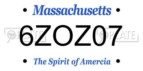 6ZOZ07 Massachusetts License Plate