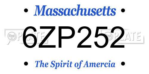 6ZP252 Massachusetts License Plate