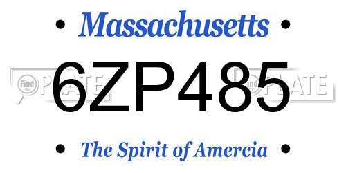 6ZP485 Massachusetts License Plate