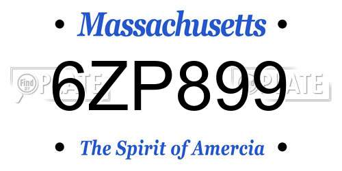 6ZP899 Massachusetts License Plate