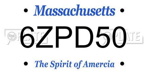 6ZPD50 Massachusetts License Plate