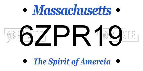 6ZPR19 Massachusetts License Plate