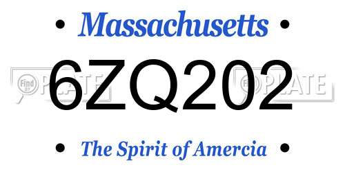 6ZQ202 Massachusetts License Plate