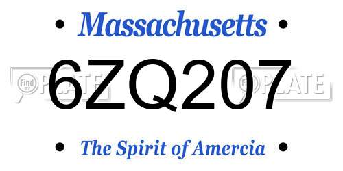 6ZQ207 Massachusetts License Plate