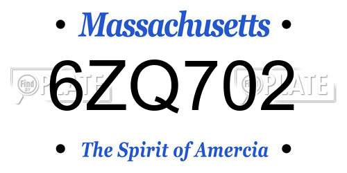 6ZQ702 Massachusetts License Plate