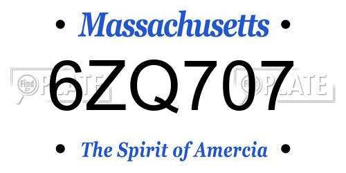 6ZQ707 Massachusetts License Plate