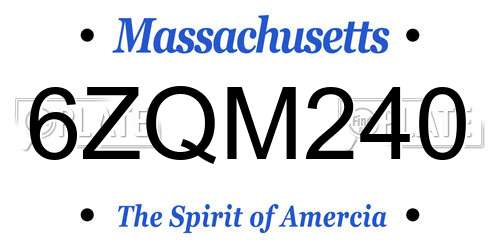6ZQM240 Massachusetts License Plate
