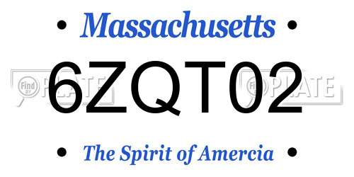 6ZQT02 Massachusetts License Plate