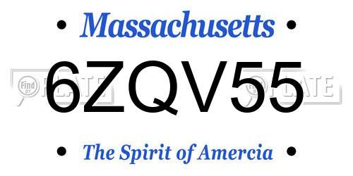 6ZQV55 Massachusetts License Plate