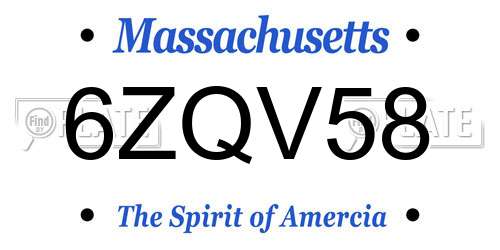 6ZQV58 Massachusetts License Plate