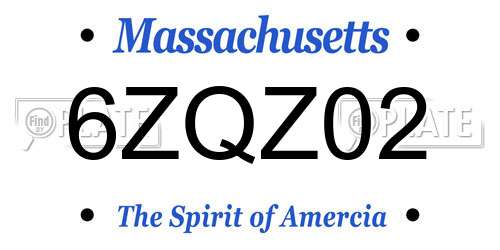 6ZQZ02 Massachusetts License Plate