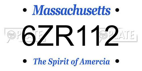 6ZR112 Massachusetts License Plate
