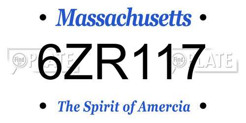 6ZR117 Massachusetts License Plate