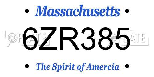 6ZR385 Massachusetts License Plate