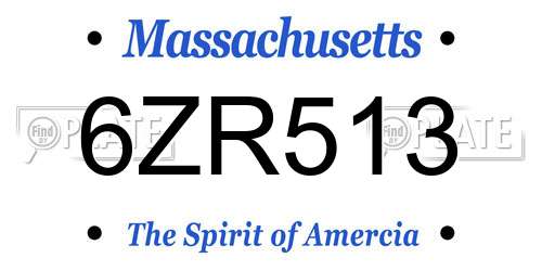 6ZR513 Massachusetts License Plate