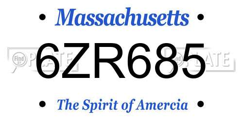 6ZR685 Massachusetts License Plate