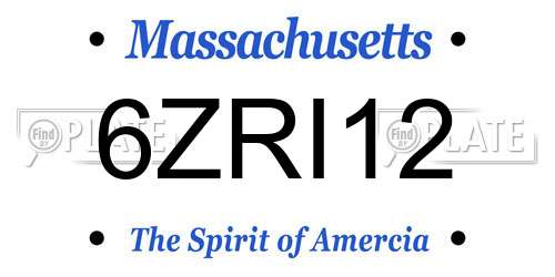 6ZRI12 Massachusetts License Plate