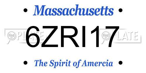 6ZRI17 Massachusetts License Plate