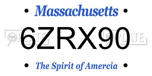 6ZRX90 Massachusetts License Plate