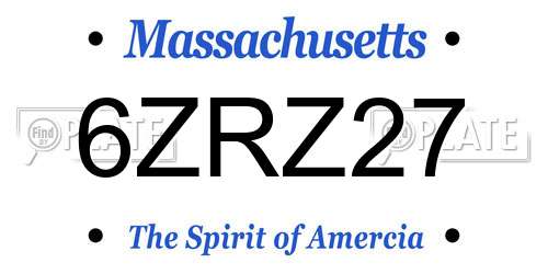 6ZRZ27 Massachusetts License Plate