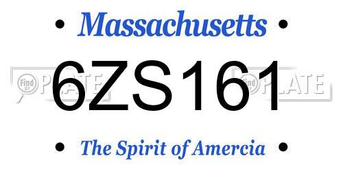6ZS161 Massachusetts License Plate