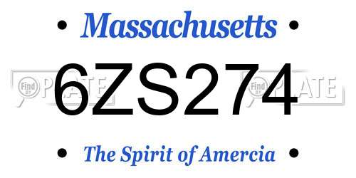 6ZS274 Massachusetts License Plate
