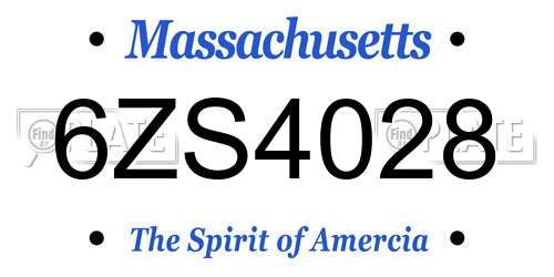 6ZS4028 Massachusetts License Plate