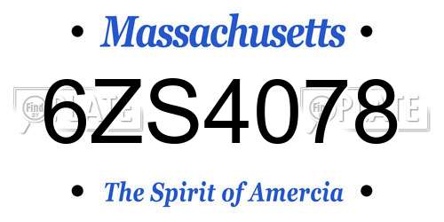 6ZS4078 Massachusetts License Plate
