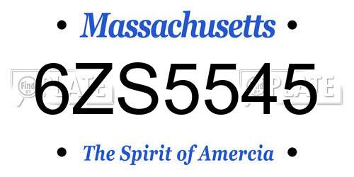 6ZS5545 Massachusetts License Plate