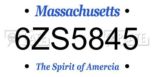 6ZS5845 Massachusetts License Plate