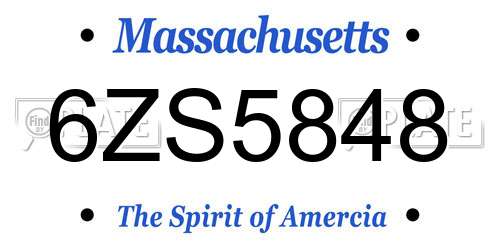 6ZS5848 Massachusetts License Plate